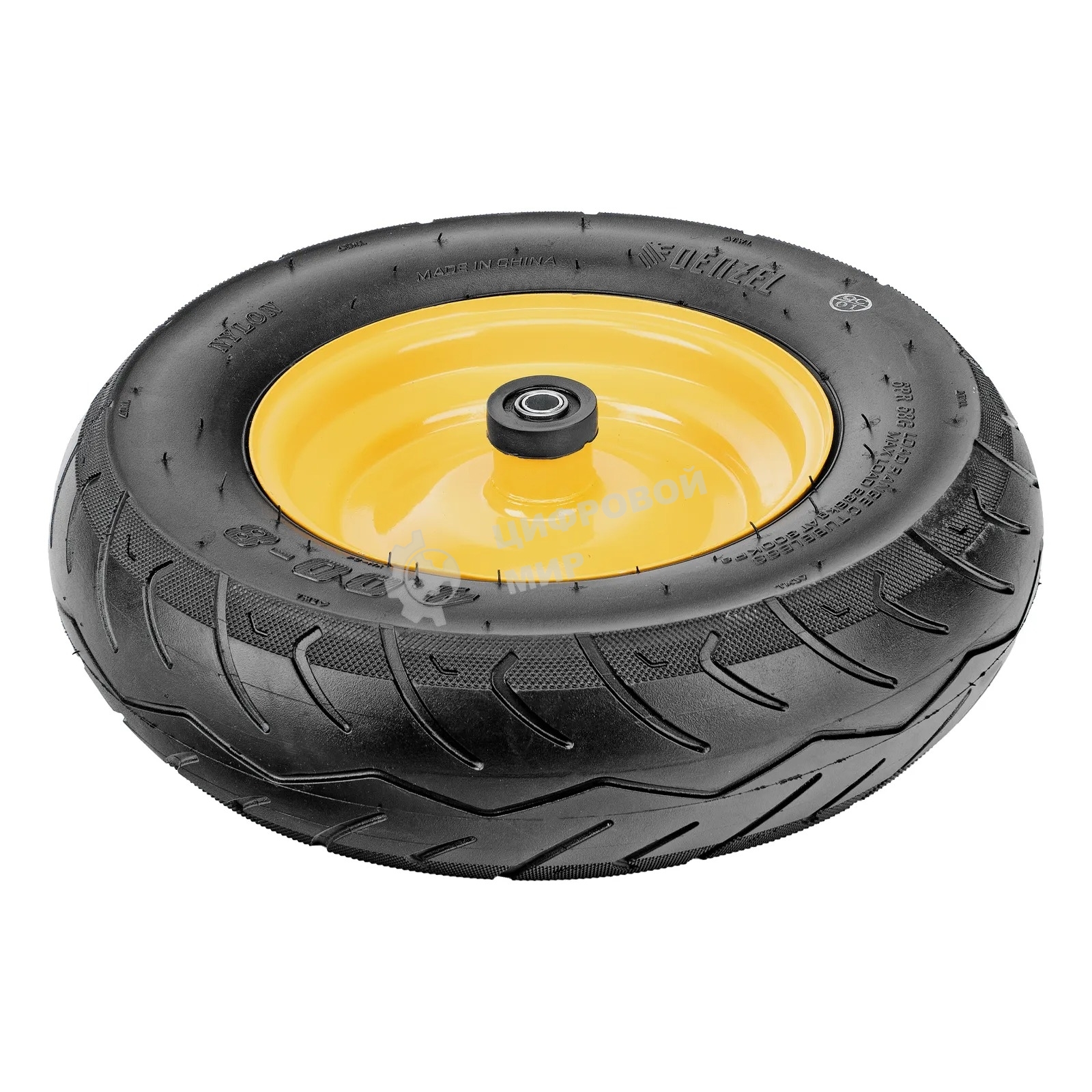 Колесо пневматическое бескамерное Denzel 16х4.00-8 D410мм, d20мм, длина оси 104мм