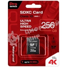 Флеш карта SecureDigital 256Gb QUMO QM256GSDXC10U1 SDXC Class 10 UHS-I U3 PRO