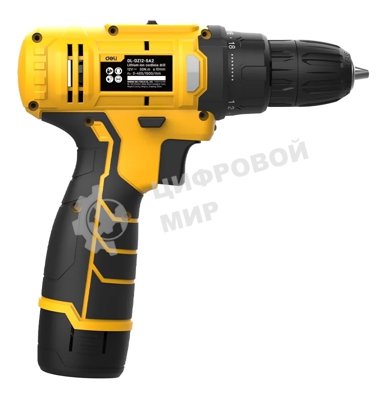 Дрель-шуруповерт аккумуляторная Deli DL-DZ12-5A2, 12В, 1 АКБ, Кейс
