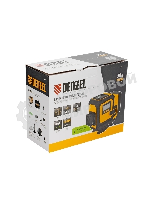 Лазерный уровень мультипризменный Denzel DLV-360-3C, 30 м, зеленый луч, Li-Ion 2,4 Aч, кейс