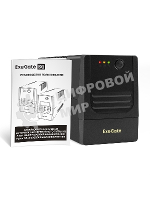 Источник бесперебойного питания ExeGate Power NB-400.LED.AVR.2SH (400VA/240W, LED, AVR, 2*Schuko, батарея 12V 4.5Ah, черный)