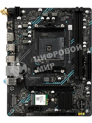 Материнская плата Maxsun B450M GAMING WIFI, AM4, AMD B450, 2xDDR4 (до 64 ГБ), 2xSATA, 1xM.2 (PCIe 3.0 x4), 1xPCIe 3.0 x16, 1xPCIe 3.0 x1, 1xHDMI, 1xDP, 1x1Gb LAN, Wi-Fi 5, Bluetooth 4.2, 4xUSB-A 5Gbps, 2xUSB-A 2.0, 3x3.5 мм, 7.1, mATX