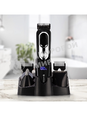 Триммер Vitek VT-2549 BK Питание сеть/аккумулятор. Встроенная аккумуляторная батарея Li-ion 700 mAh 3,7V. Время зарядки 90мин. Время автономной работы 45мин. Влажная очистка. Детальный триммер. Индикатор зарядки. ЖК дисплей с индикацией процента зарядки батареи. Число установок длины 11. Максимальная длина стрижки 12мм. Минимальная длина стрижки 0,4. Способ регулировки длины регулировкой длины лезвий/сменой насадок. Материал лезвий высокачественная сталь. Число насадок 5. Стрижка бороды. Триммер для носа/ушей. Насадка для бритья. Аксессуары: Щеточка, смазочное масло. Низкий уровень вибрации и шума.