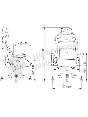 Кресло Knight Outrider серый, ткань, 120 кг, механизм качания
