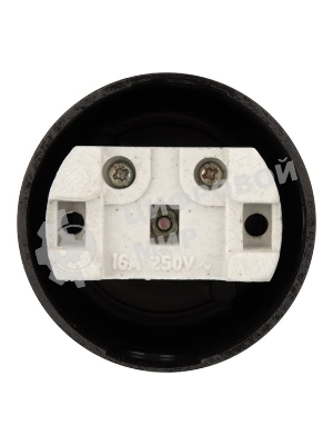 Розетка штепсельная Rexant карболитовая, открытой установки, б/з 16 А, черный