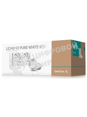 Система водяного охлаждения Deepcool LE240 V2 Pure Soc-AM5/AM4/1200/1700/1851 белый 4-pin 28.2-31.6dB Al 220W 1266gr Ret (R-LE240PURE-WHLNMD-G-1)