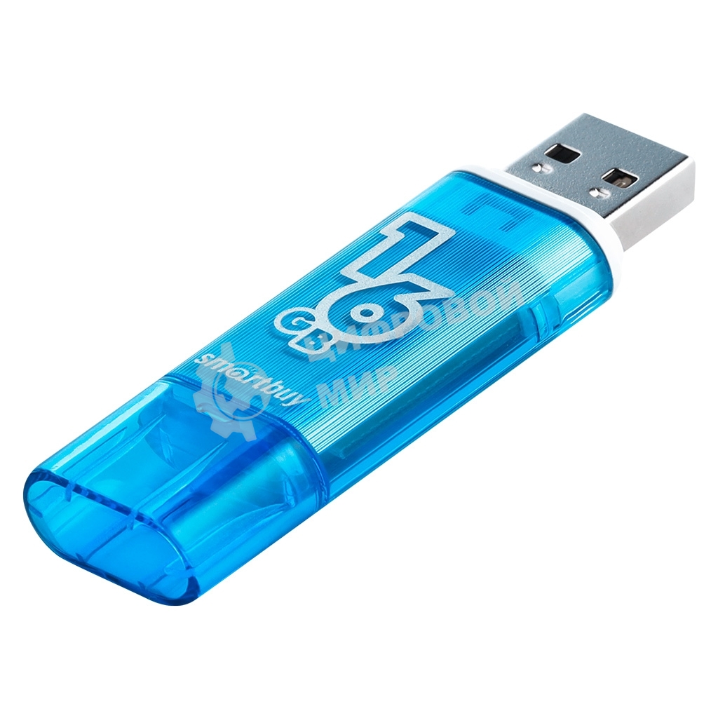 Флешка USB Smartbuy Glossy series Blue (SB16 GbGS-B), 16Gb, USB 2.0, R/W 25/15, синий