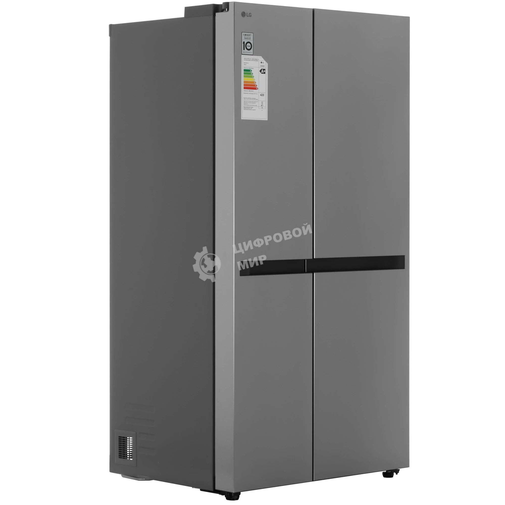 Холодильник LG GC-B257KMHW серебристый двухкамерный 422/206 л., морозилка сбоку, No Frost, Side by Side