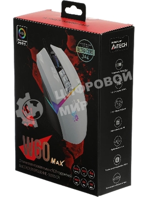 Мышь проводная A4Tech Bloody W60 Max белый, 10000 dpi, USB, кнопки - 10