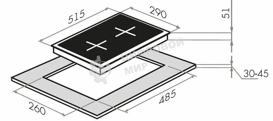 Газовая варочная панель Maunfeld EGHG.32.2CB/G, 2 конфорки, закаленное стекло, черный