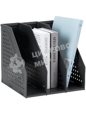 Лоток вертикальный Deli 78995DK-GREY 3 отд. складной для бумаг A4 250х256х243мм темно-серый, пластик