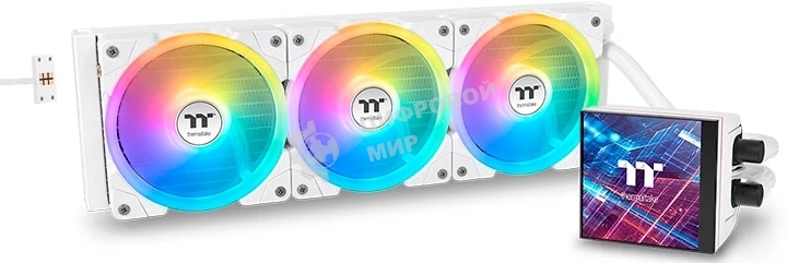 Система жидкостного охлаждения Thermaltake MAGFloe 360 Ultra Snow ARGB Soc-AM5/AM4/1200/1700/1851 белый 4-pin 30.6dB Al+Cu LCD Ret (CL-W433-PL12SW-A)