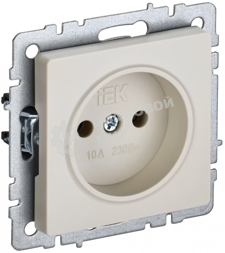 Розетка 1-местная IEK BRITE РС10-1-0-БрКр (BR-R10-10-K10) 10А, без заземления, без защитных шторок, бежевый