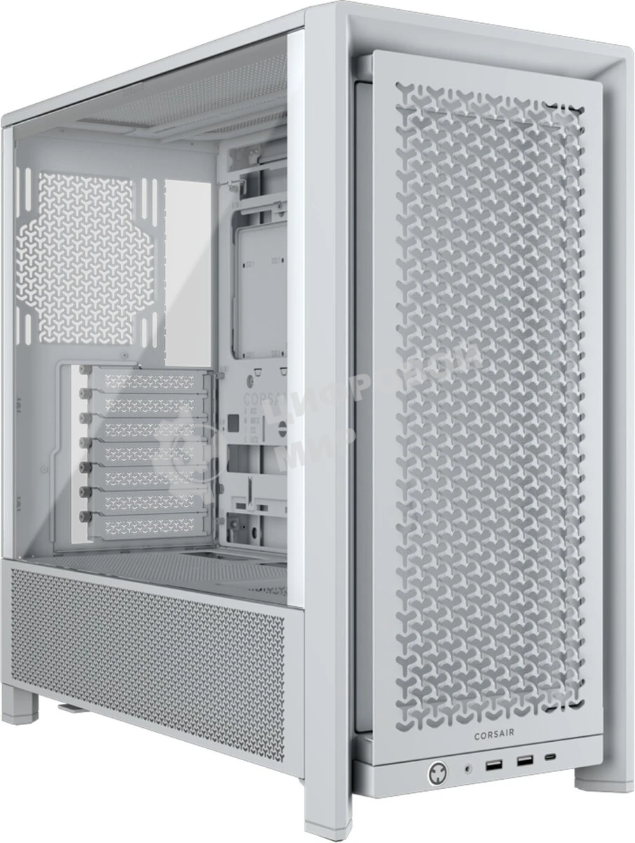 Компьютерный корпус без блока питания Corsair Frame 4000D, Midi-Tower, TG, no fan, 2xUSB-A 3.2, 1xUSB 3.2 Type-C, E-ATX, ATX, mATX, mITX White
