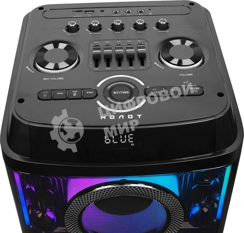 Колонка портативная Ural 203 черный 2000W 1.1 BT/3.5Jack/USB-C 15м 9000mAh (УРАЛ МОЛОТ 203)