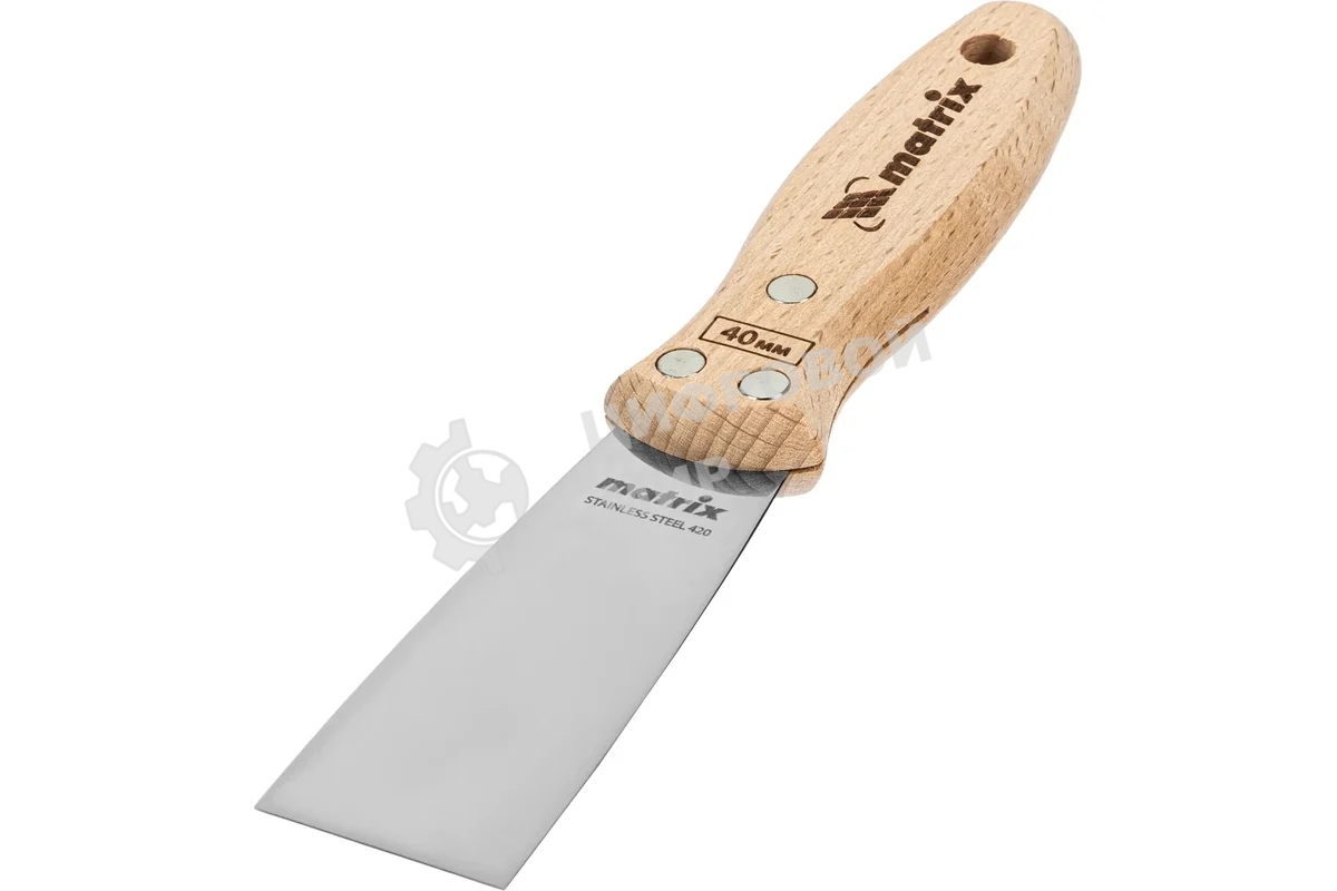 Шпательная лопатка Matrix из нержавеющей стали, 40 мм, буковая рукоятка, EFP