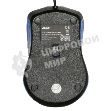 Мышь проводная Acer OMW011 черный/синий, 1200 dpi, USB, кнопки - 3