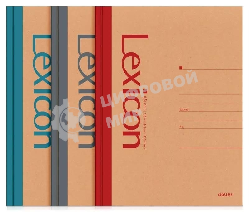 Тетрадь Deli 23212, A5, 100 л, линейка, ассорти