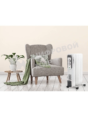 Обогреватель масляный Ballu CUBE BOH/CB-09W (9 секций), белый, 2000 Вт, 25 м2, механический термостат