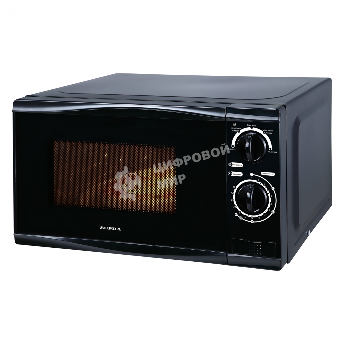 Микроволновая печь SUPRA 20MB75 черный, 20 л, 700 Вт, переключатели - поворотный механизм