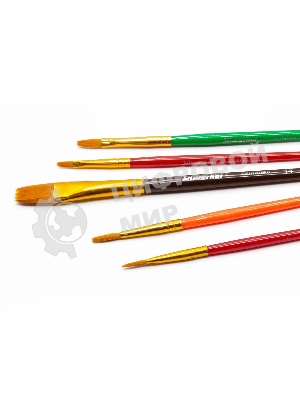 Набор кистей Silwerhof Color, синтетика (набор 5шт) синтетика круглая №3/плоская №2,6,14/овальная №1