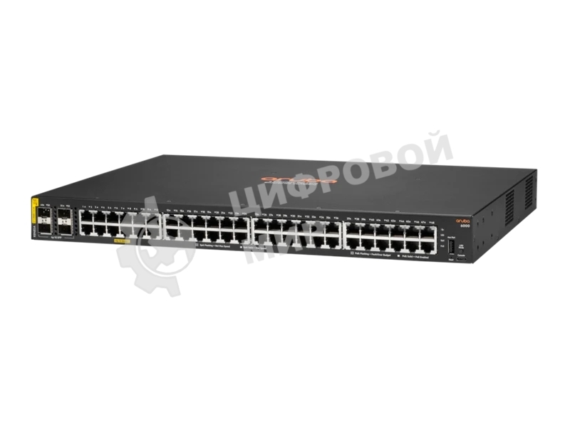 Коммутатор HPE Aruba 6000 48G Class4 PoE 4SFP 370W, 48×1 Гбит/с PoE+ + 4×1 Гбит/с SFP, управляемый