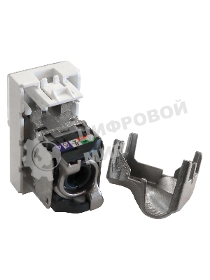 Вставка Mosaic 22.5x45, RJ-45 STP, кат.5e, со шторкой и увеличенным окном маркировки, белая