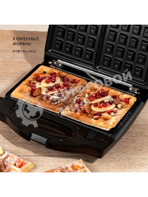 Сэндвич-тостер Galaxy Line GL 2959, черный, со съемными пластинами, 800 Вт