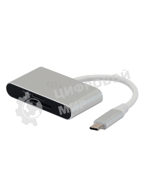Кард-ридер Digma CR-С2501-S/серебристый/SD/TF/micro-SD/USB Type-C/алюминий