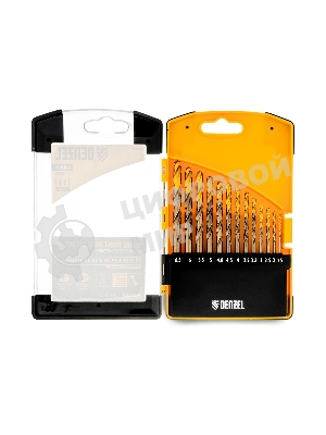 Набор сверл по металлу Denzel 1,5-6,5мм, Р6М5К8-TiN, Golden Tip, 13 шт