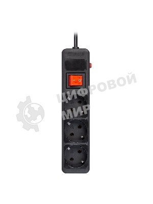 Сетевой фильтр 16А, 3500 Вт, 3 гнезда, без з/ш, с з/к, ПВС 3x1.0, 5 м, черный (SBSP-3-50-K)