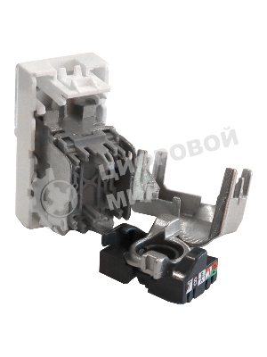 Вставка Mosaic 22.5x45, RJ-45 STP, кат.5e, со шторкой и увеличенным окном маркировки, белая