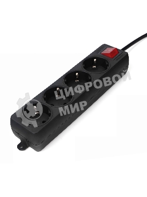 Удлинитель Гарнизон EL-NB-G4-B-5 4р10А 5м с выключателем и заземлением, черный