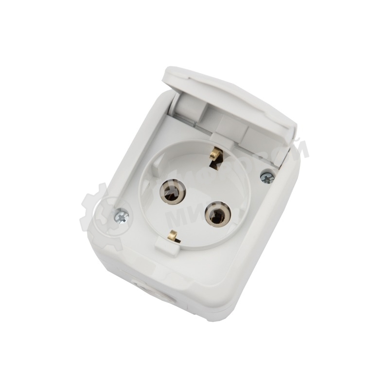 Розетка одноместная Kranz Mini OG открытой установки с заземлением, IP54 белая