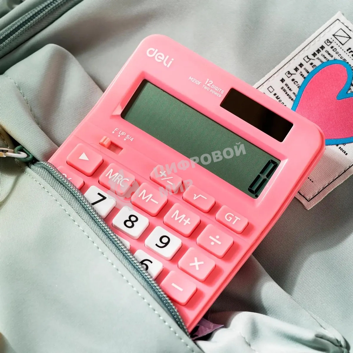 Калькулятор настольный Deli EM210FPINK розовый 12-разр.