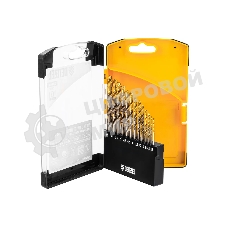 Набор сверл по металлу Denzel 1,5-6,5мм, Р6М5К8-TiN, Golden Tip, 13 шт 723006