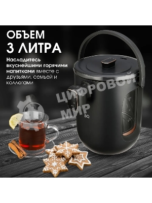 Термопот BQ TP314 черный, Мощность 1450 Вт, Объем 3 л, 6 температурных режимов, Электрическая помпа