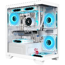 Компьютерный корпус Bloody BD-CC103 белый без БП mATX 7x120мм 1xUSB 2.0 1xUSB 3.0 audio bott PSU