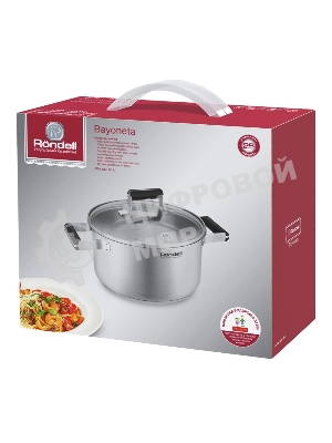 Кастрюля Rondell Bayoneta RDS-1808 5.1 л. d=24 см (с крышкой) стальной
