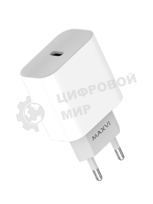 Сетевое зарядное устройство Maxvi CHL-601PD 18W, 3A, QC 3.0, PD 3.0, 1xUSB-C, белый