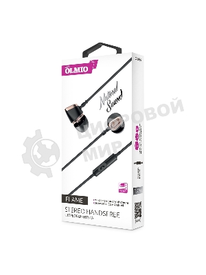 Проводные наушники Olmio Flame черный, внутриканальные, Jack 3.5 мм, микрофон