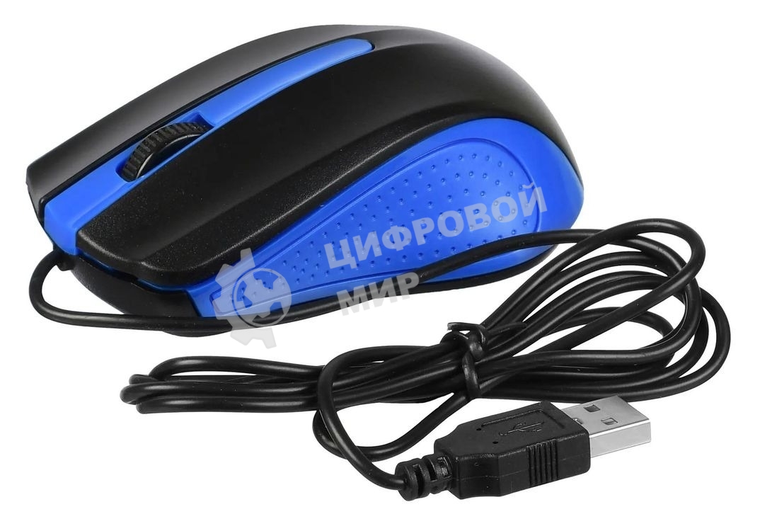 Мышь проводная Acer OMW011 черный/синий, 1200 dpi, USB, кнопки - 3