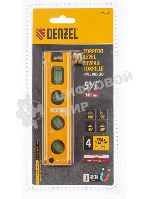 Уровень малый Denzel 4 глазка, анодированный, 5 1/2