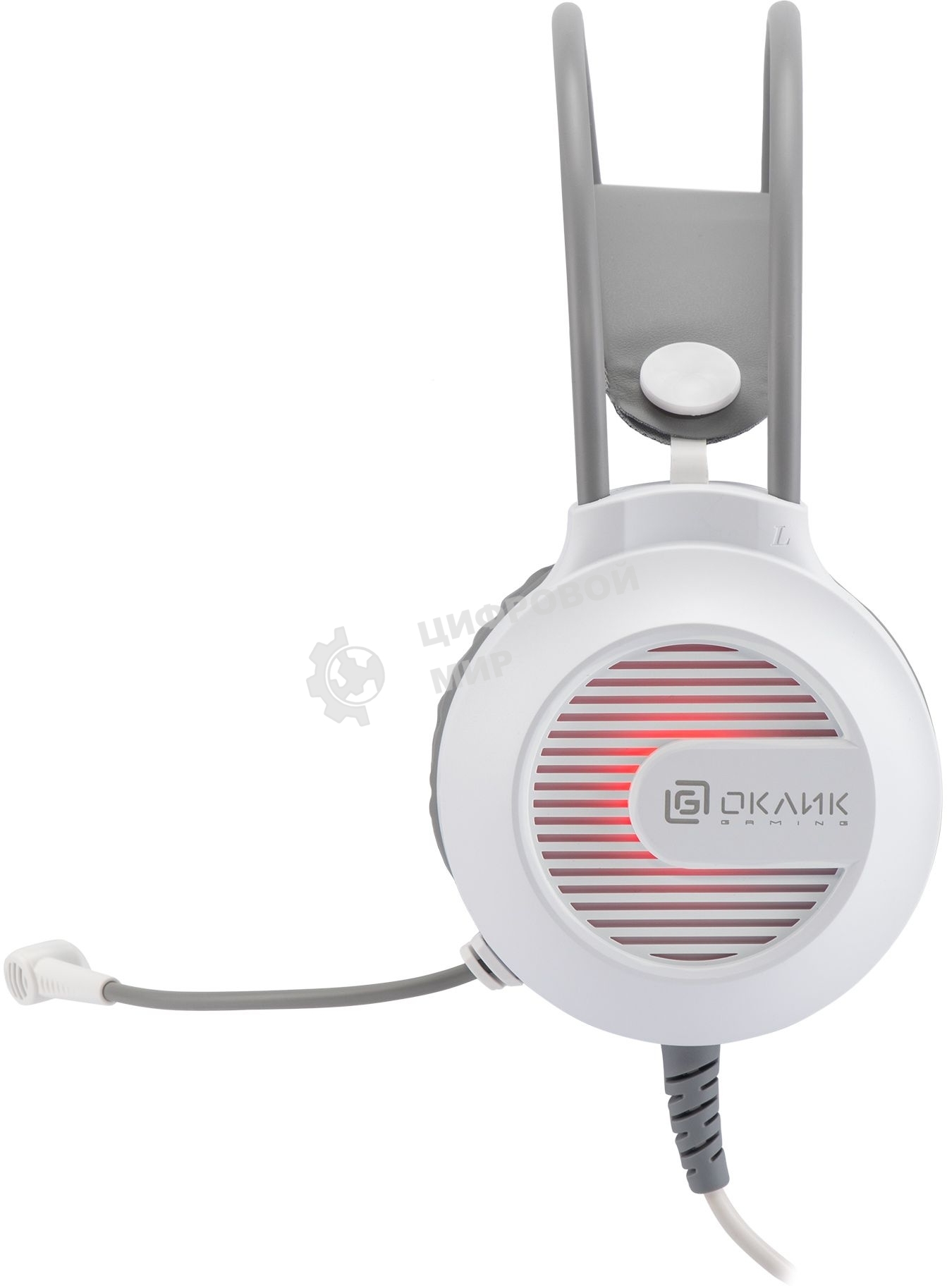 Гарнитура проводная с микрофоном Оклик HS-L300G White белый 2.2м мониторные USB оголовье (1796952)