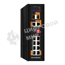 Коммутатор TRASSIR TR-NS15122S-300-8POE, 8×1 Гбит/с PoE++ + 4×1 Гбит/с Uplink, неуправляемый