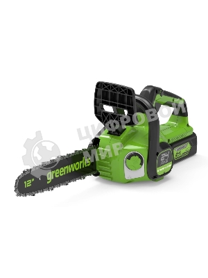 Цепная пила аккумуляторная GreenWorks GD24CS30K4, 24V, 30 см, бесщеточная, c АКБ 4 А·ч и ЗУ (2007007UB)