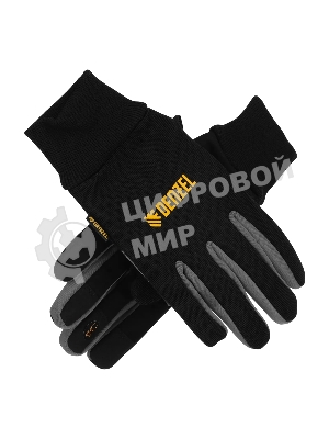 Перчатки универсальные Denzel двойные, работа с сенсорным экраном, вязаная манжета, размер 10