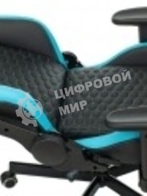 Кресло Knight Neon черный/голубой, экокожа, 120 кг, механизм качания