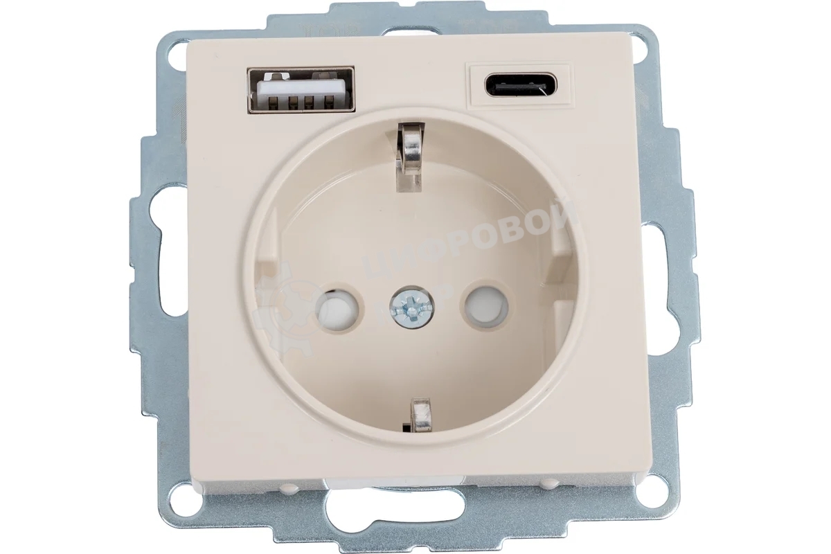 Розетка 16А с USB A+C (5В/2,4А/3 А, 2х5В/1,5А), мех SE AtlasDesign Бежевый