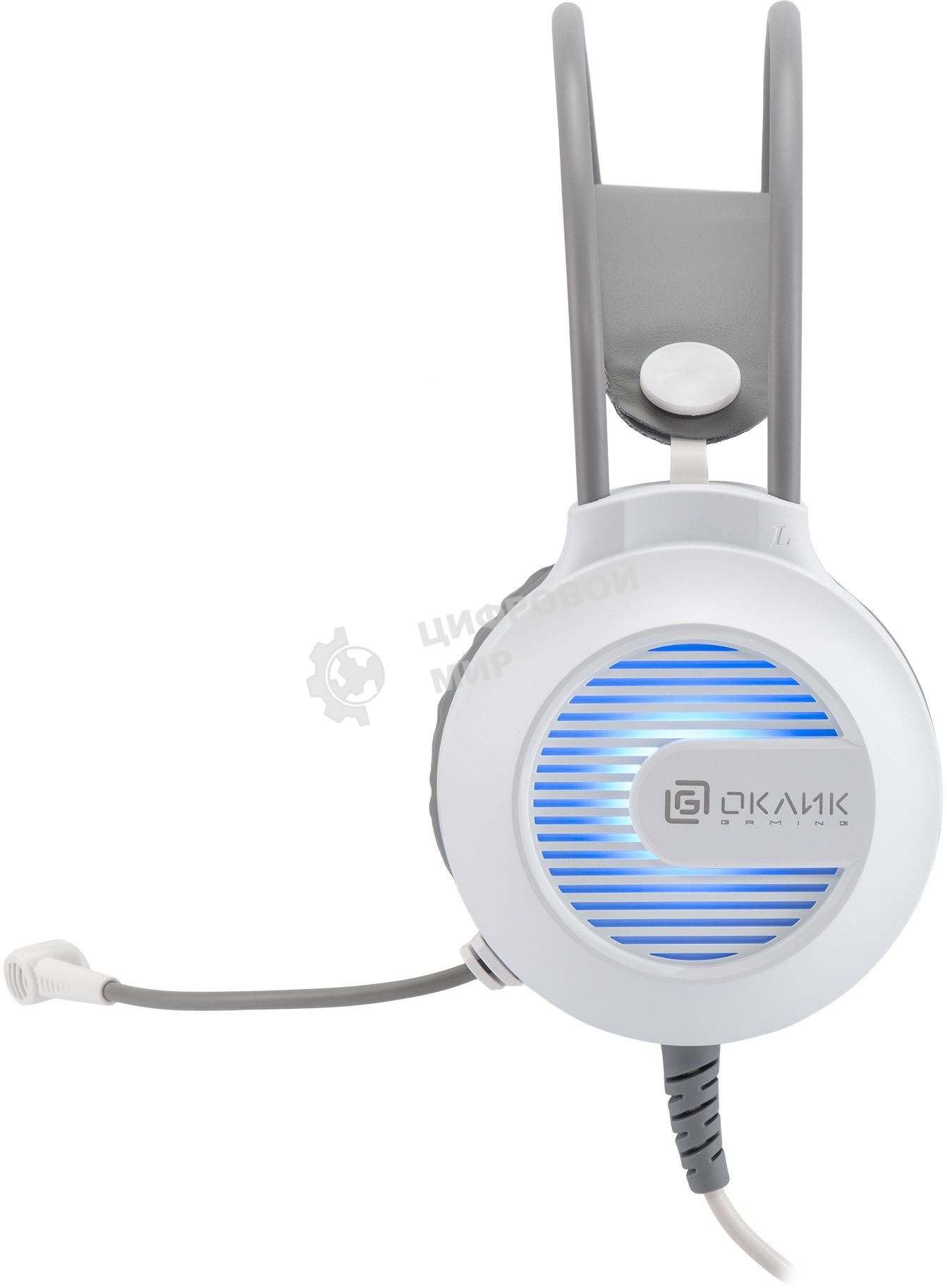 Гарнитура проводная с микрофоном Оклик HS-L300G White белый 2.2м мониторные USB оголовье (1796952)